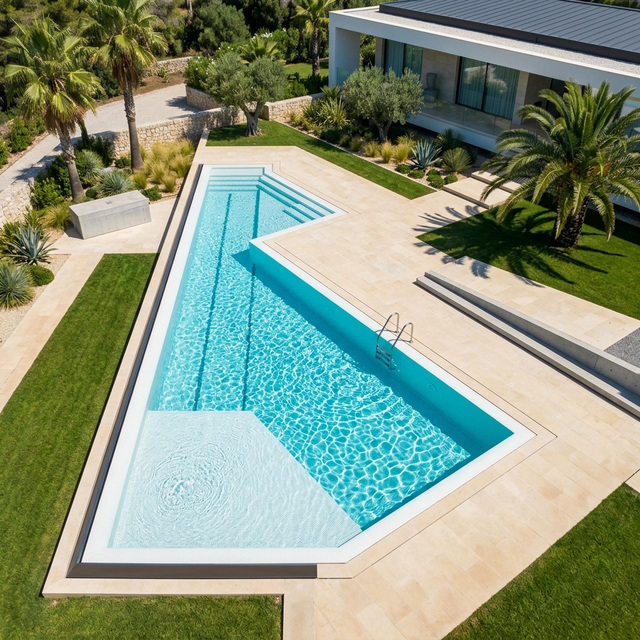 Crystal clear luxury pool with turquoise water